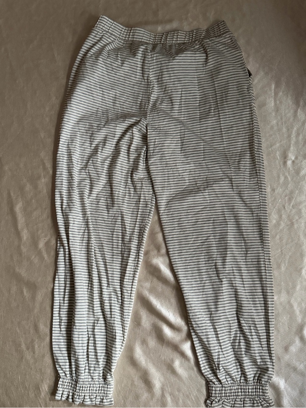 AnyBody Gray/White Striped Knit Jogger Pajama Pants Pockets Logo Size S - Picture 8 of 8
